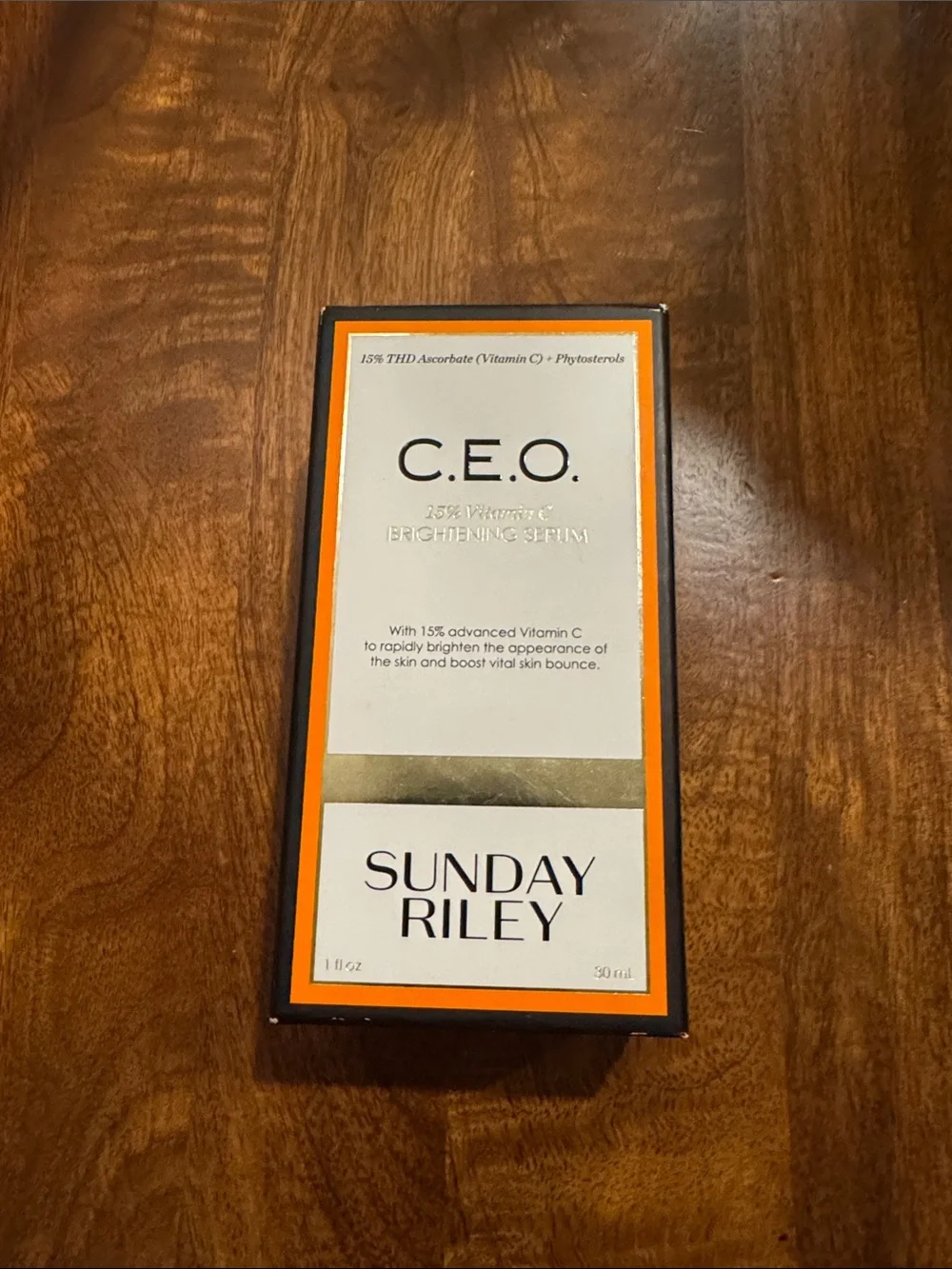 Sunday Riley C.E.O. Brightening Serum Box - White, Orange, Gold, Black